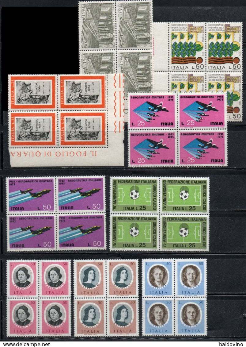 Italia 1968/1974 18 Quartine Nuove (vedi Descrizione) - Blocks & Sheetlets