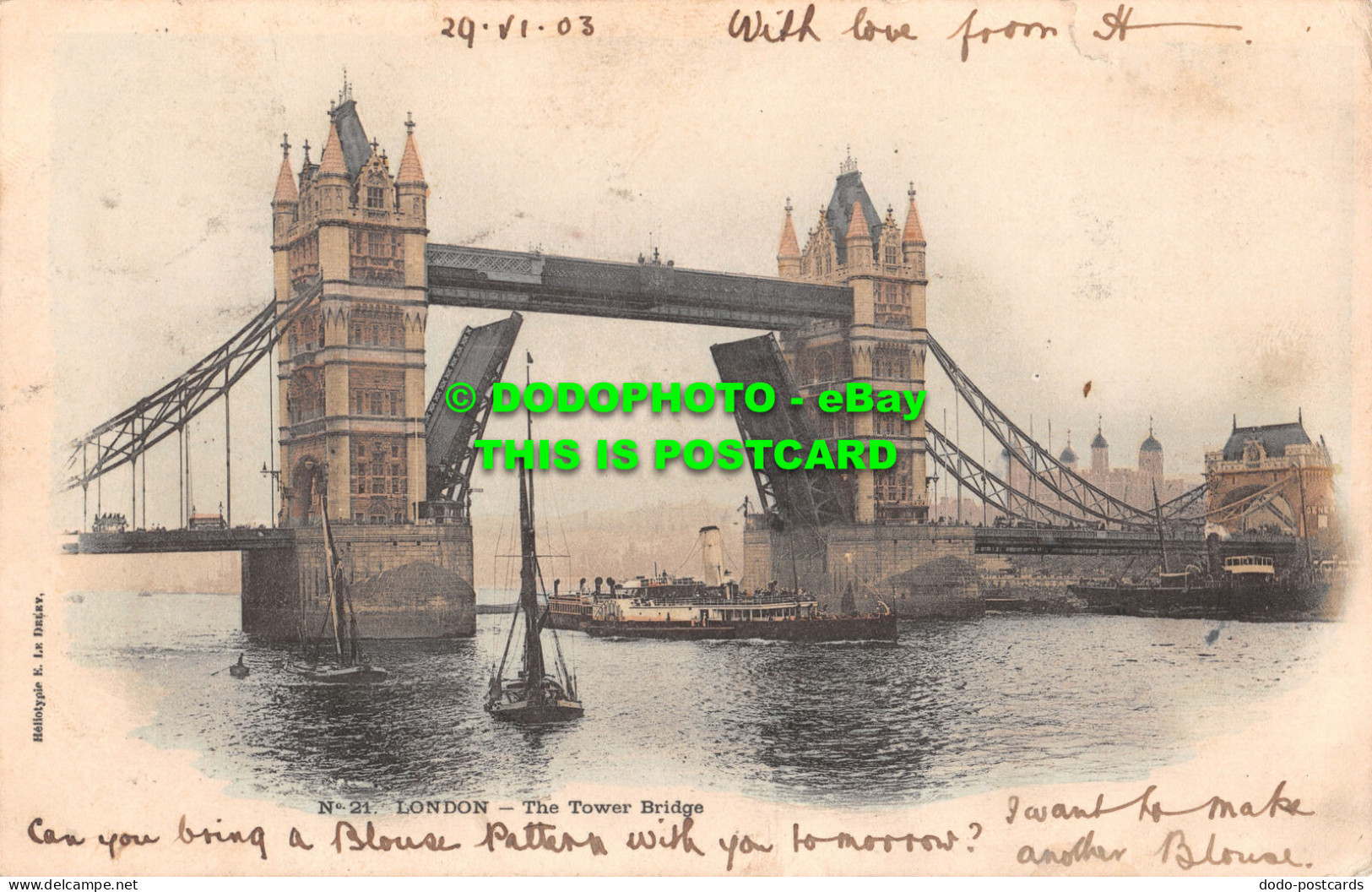 R462503 London. The Tower Bridge. E. Le Deley. No. 21. 1903 - Sonstige & Ohne Zuordnung