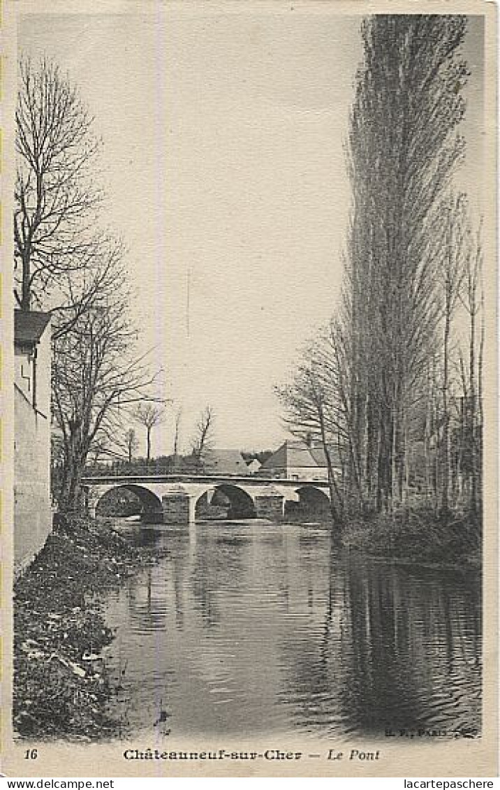 X117463 CHER CHATEAUNEUF SUR CHER LE PONT CARTE VERTICALE EN NOIR ET BLANC... - Chateauneuf Sur Cher