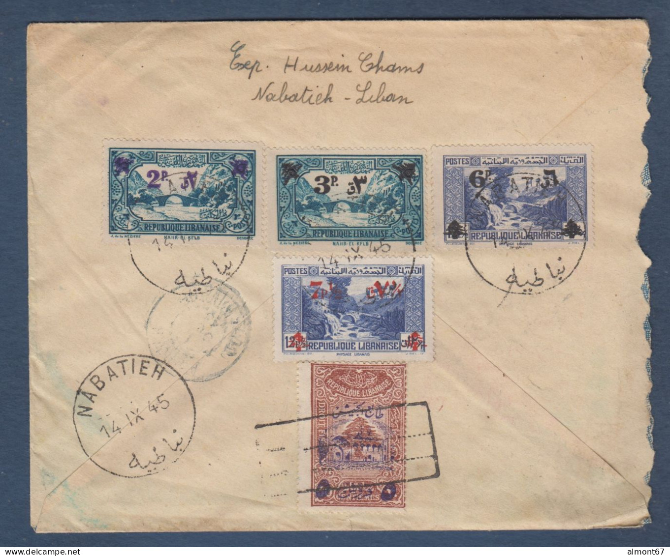 Liban -  Enveloppe Par Avion De NABATIEH ( Manque Timbres Au Recto ) - Cartas & Documentos