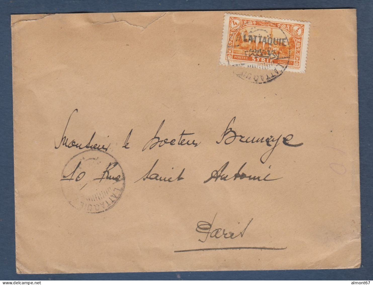 LATTAQUIE -  Enveloppe Pour La France - Storia Postale