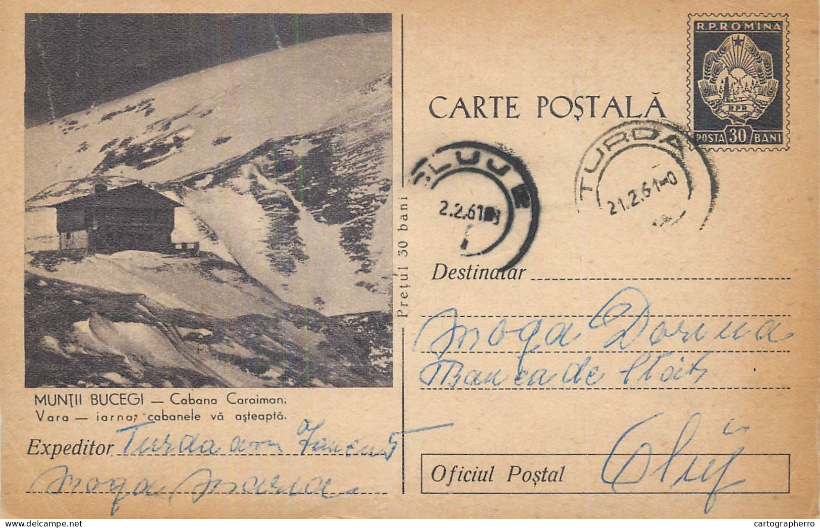 Postal Stationery Postcard Romania Muntii Bucegi - Roemenië