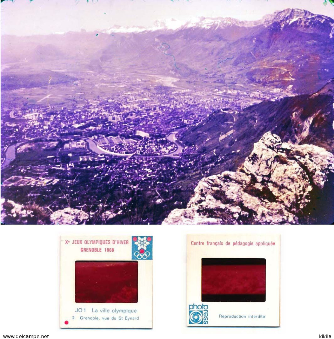 Diapositive N°2 Jeux Olympiques D'Hiver Grenoble 1968 JO 1 La Ville Olympique Grenoble, Vue Du St Eynard* - Dias
