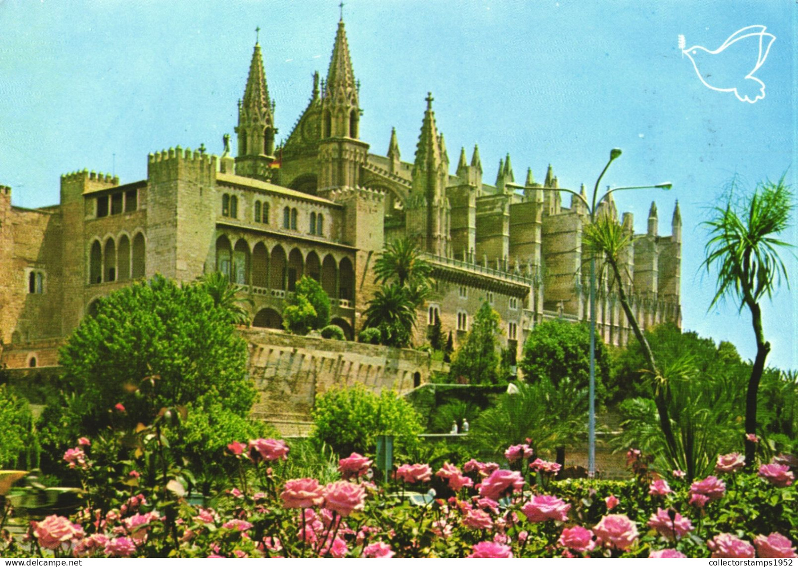 PALMA DE MALLORCA, BALEARIC ISLANDS, CATHEDRAL, ARCHITECTURE, GARDEN, ROSES, SPAIN, POSTCARD - Palma De Mallorca