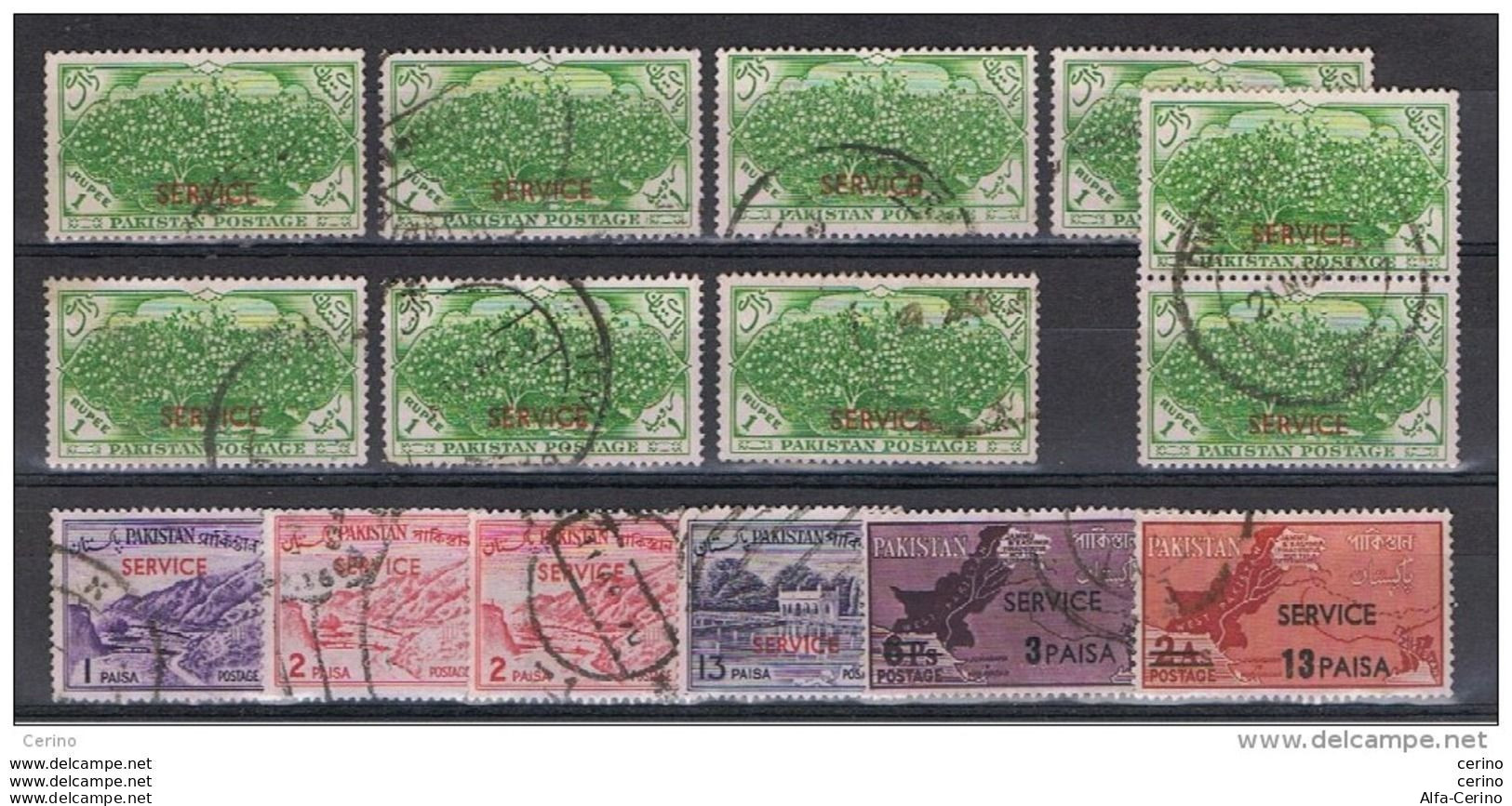 PAKISTAN:  1954/62  SERVICE  OVERPRINTED  -  LOT  15  USED  STAMPS  -  YV/TELL. 40//65 - Pakistán