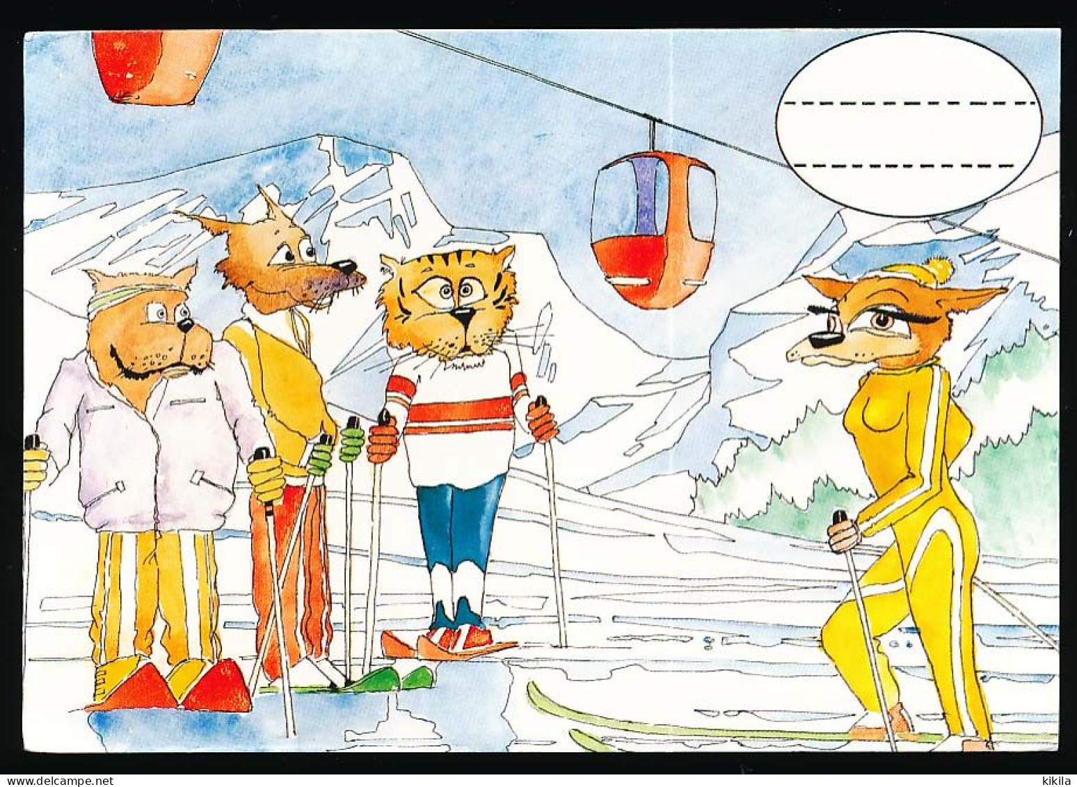 CPSM / CPM 10.5 X 15  Imaginez Votre Gag - Worstellen Ihren Scherz Collection Humoristique Ski Chiens Chienne Télécabine - Hedendaags (vanaf 1950)