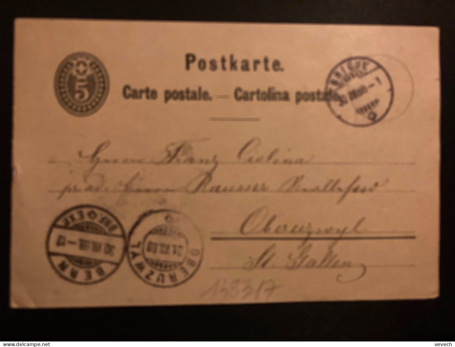 CP EP 5 OBL.30 VII 88 BRIGUE + OBERUZWYL + BERN - Postmark Collection