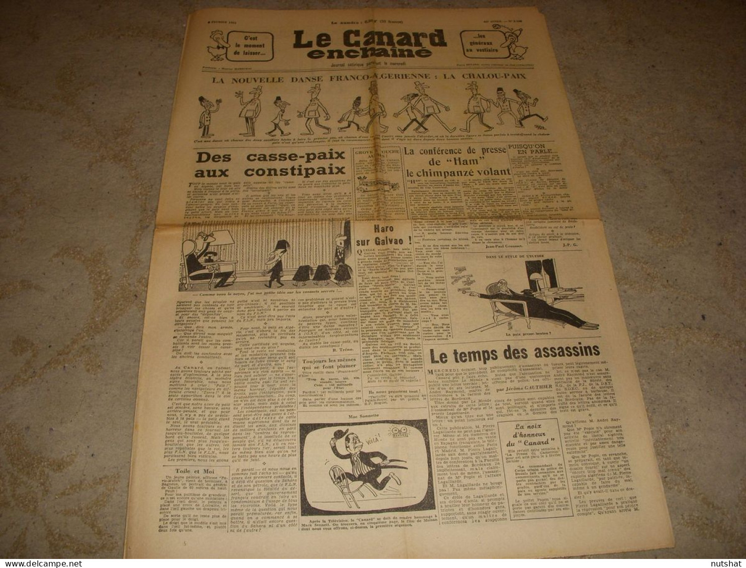 CANARD ENCHAINE 2103 08.02.1961 THEATRE Les AMBASSADES Alphonse SECHE SENNETT - Politica