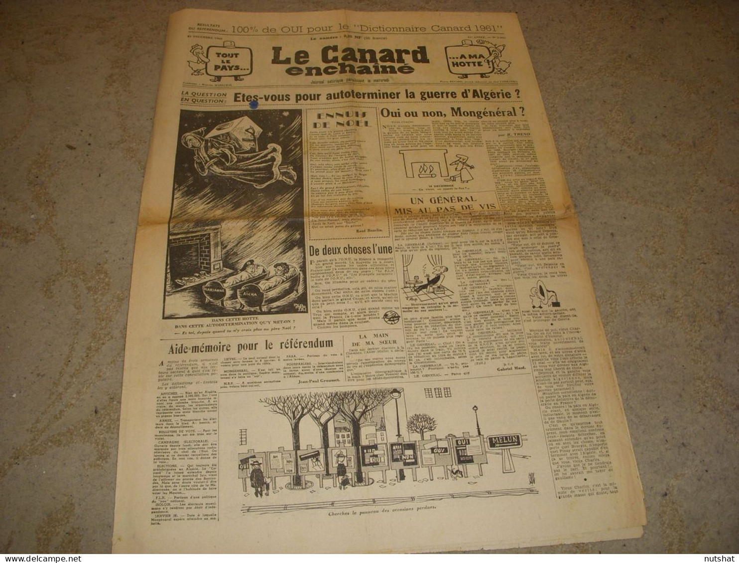 CANARD ENCHAINE 2096 21.12.1960 Norbert CARBONNAUX CANDIDE Andre GILLOIS CANCAN - Politica