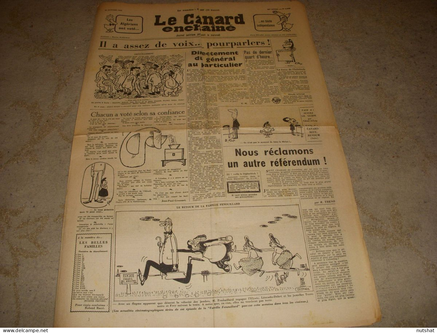 CANARD ENCHAINE 2099 11.01.1961 Jean Christophe AVERTY Jacques SALLEBERT - Politica