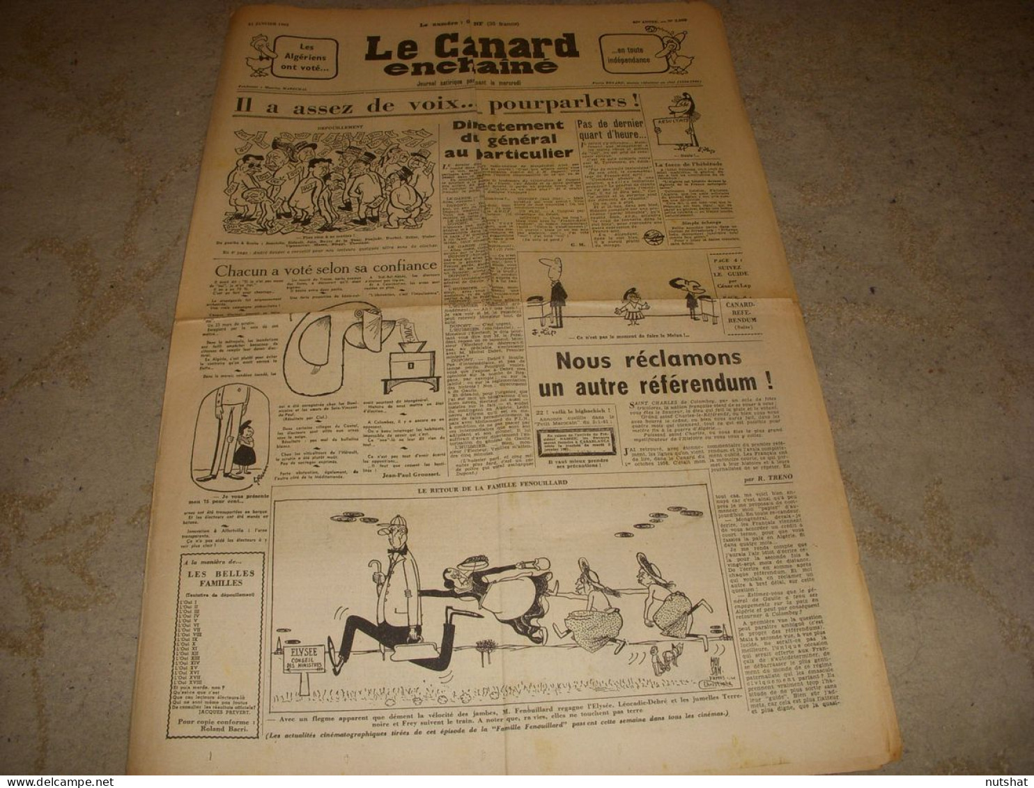 CANARD ENCHAINE 2099 11.01.1961 Jean Christophe AVERTY Jacques SALLEBERT - Política