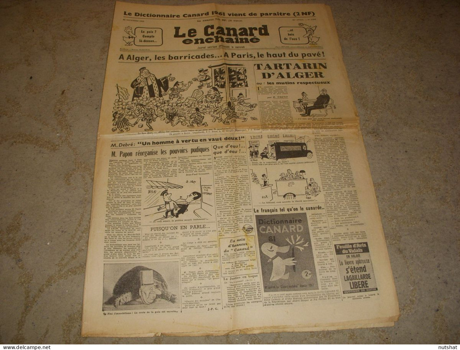 CANARD ENCHAINE 2092 23.11.1960 Alfred De VIGNY TARTUFFE D'ANOUILH ARTURO UI - Politica