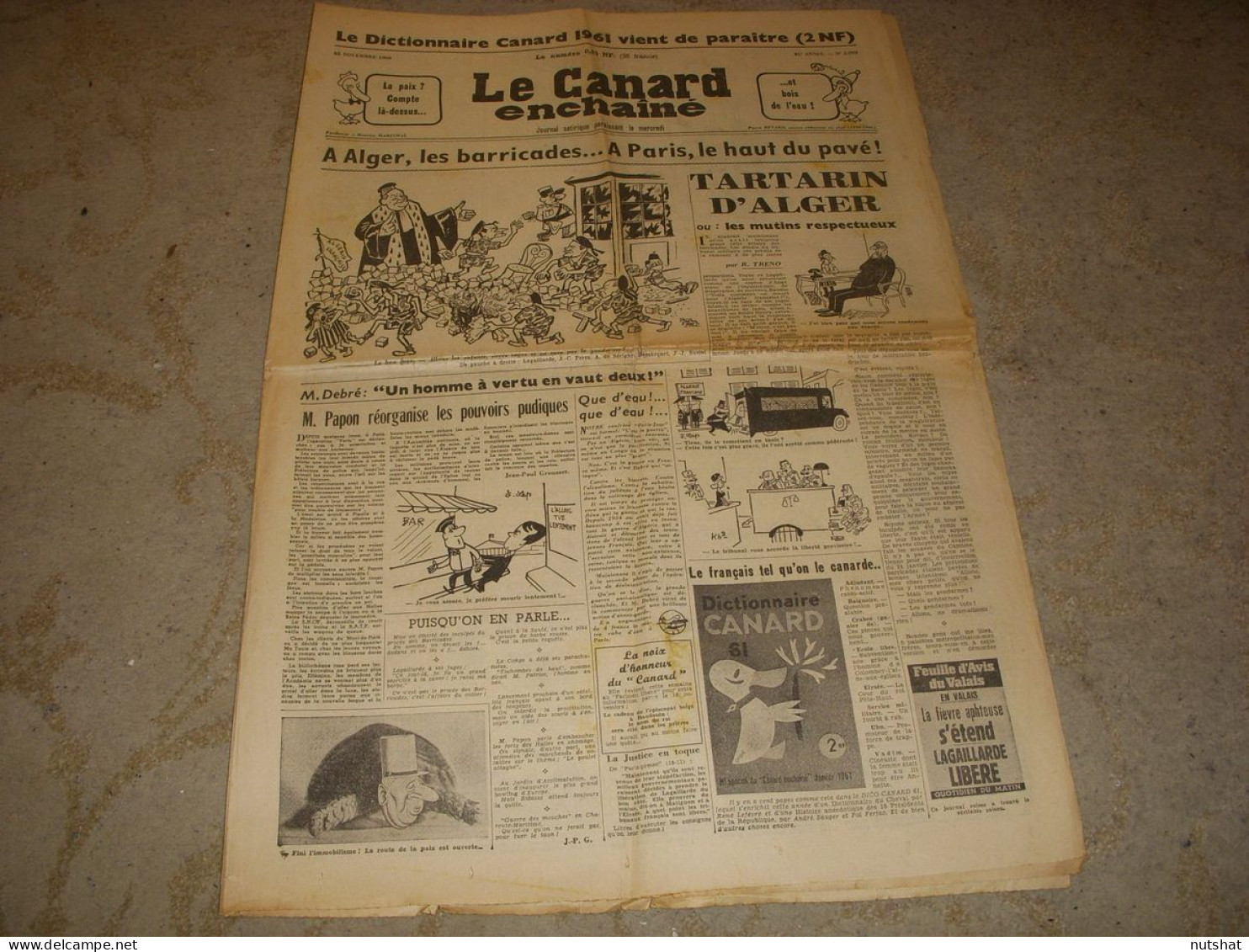 CANARD ENCHAINE 2092 23.11.1960 Alfred De VIGNY TARTUFFE D'ANOUILH ARTURO UI - Política