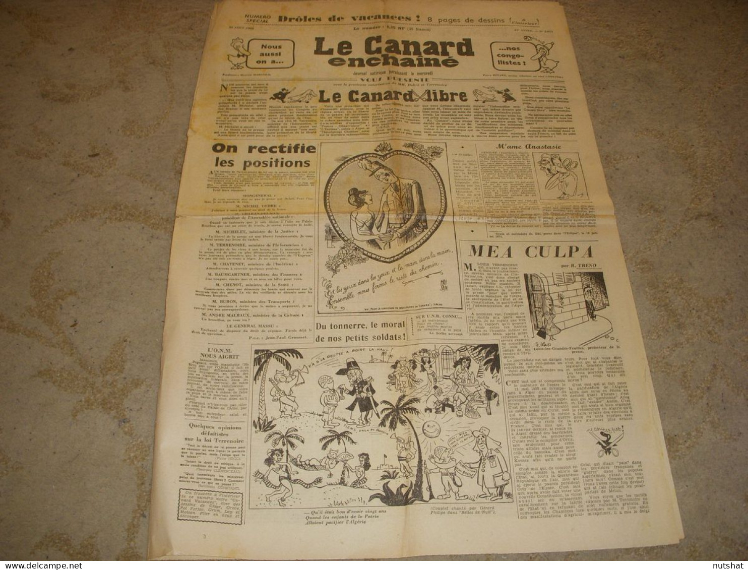 CANARD ENCHAINE 2077 10.08.1960 Roger VADIM Sacha DISTEL Brigitte BARDOT - Politik