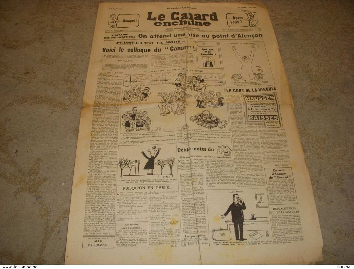 CANARD ENCHAINE 2072 06.07.1960 Georges De CAUNES Henri De MONTHERLAND - Politik