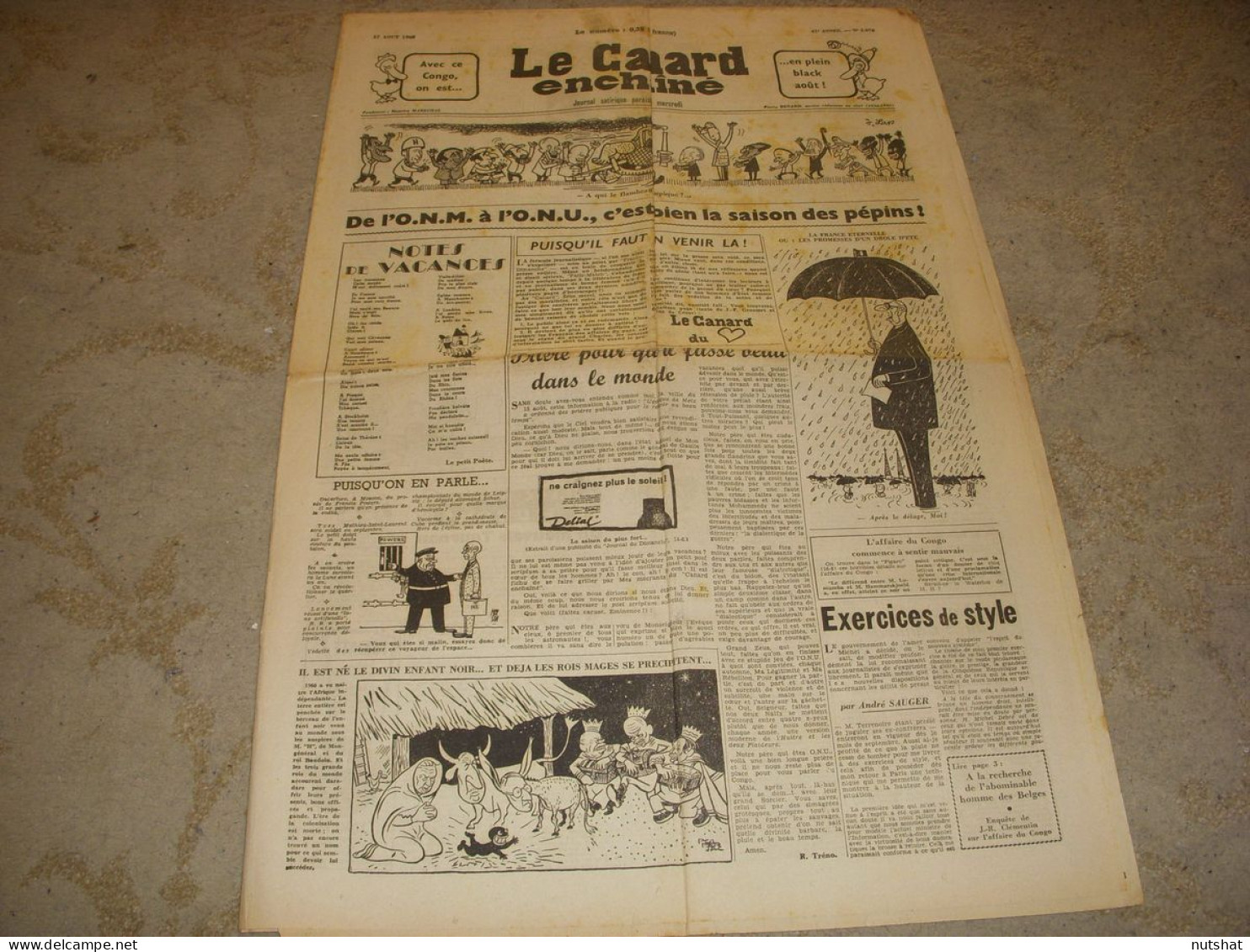 CANARD ENCHAINE 2078 17.08.1960 RADIO Les HOMMES DERRIERE L'ECRAN De YOURI - Politiek