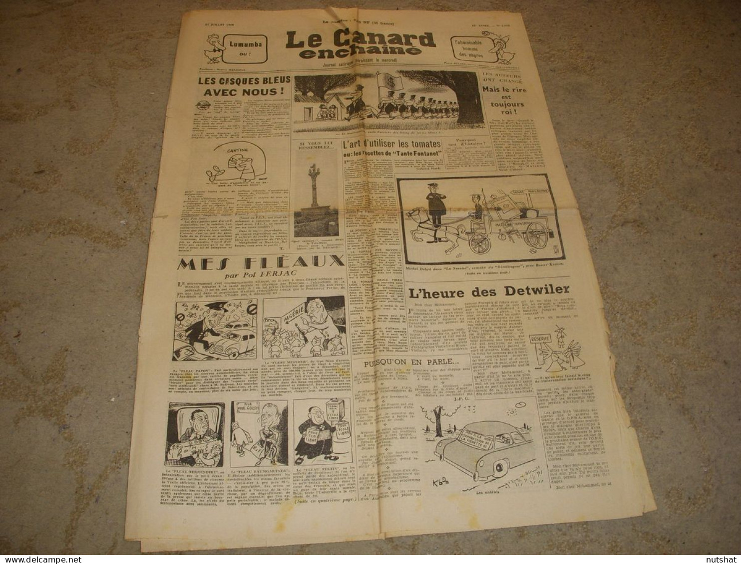 CANARD ENCHAINE 2075 27.07.1960 Hector MURO Dit SAKI Jacques PEUCHMAURD - Politik