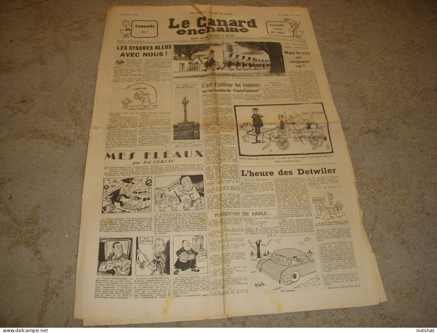 CANARD ENCHAINE 2075 27.07.1960 Hector MURO Dit SAKI Jacques PEUCHMAURD - Política