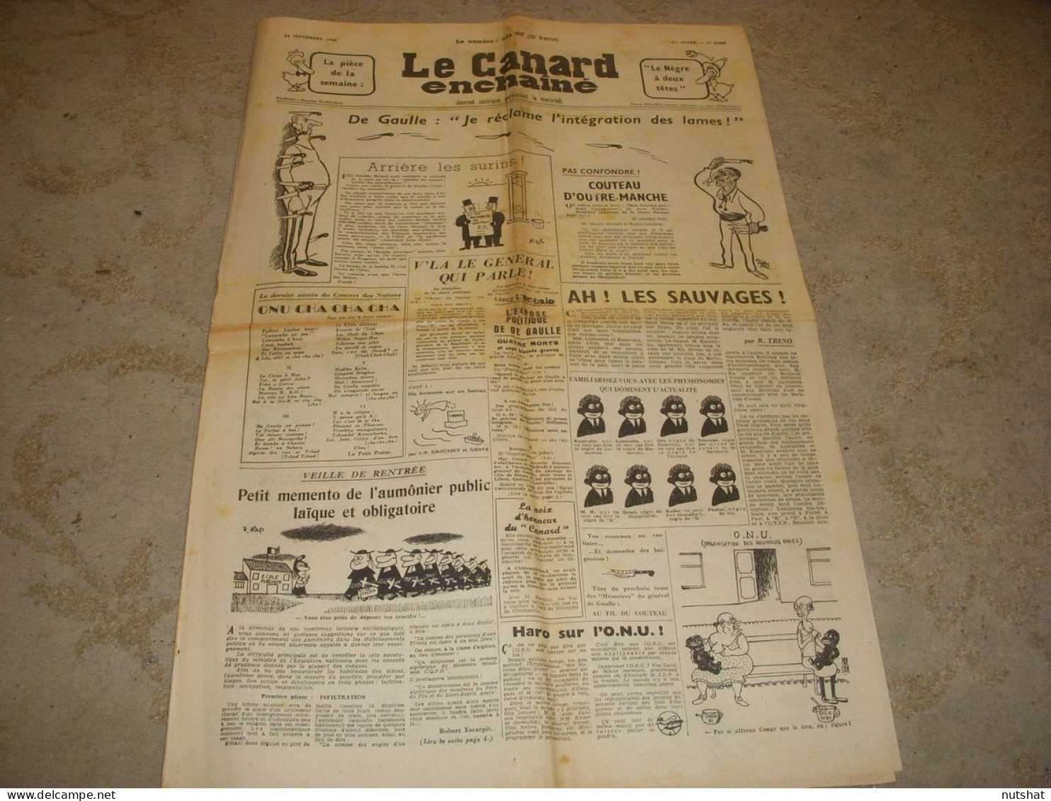 CANARD ENCHAINE 2082 14.09.1960 JL BARRAULT Christophe COLOMB BARBARA SOUVENANCE - Politics