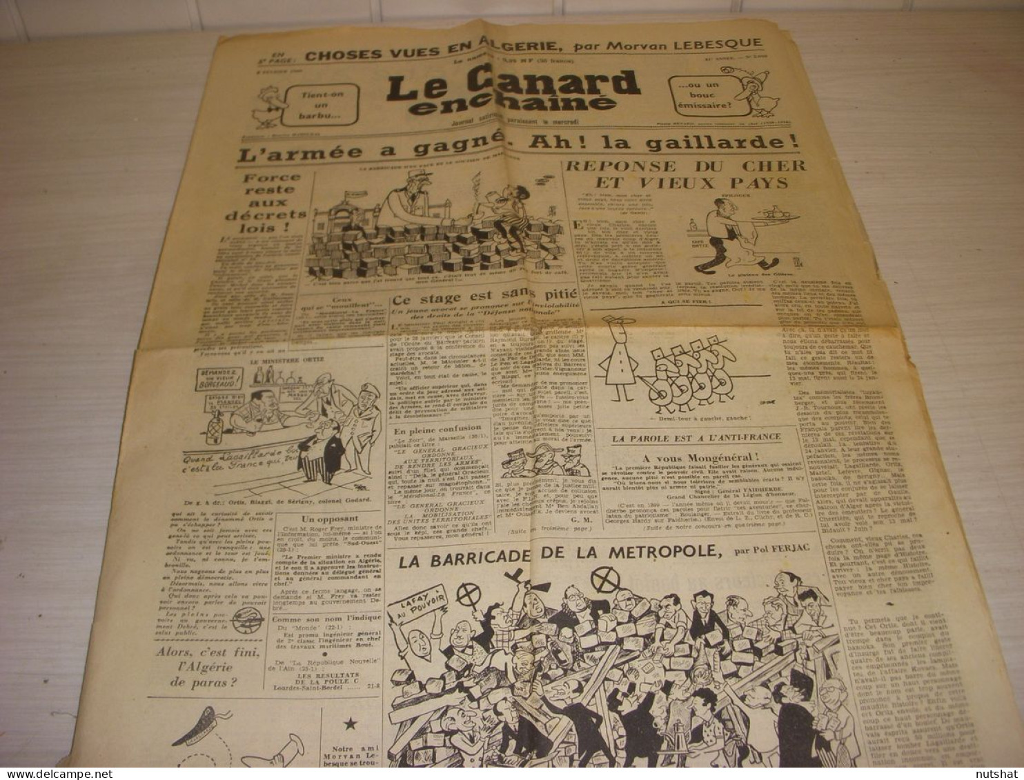 CANARD ENCHAINE 2050 03.02.1960 TCHERNIA Victoria THERAME CHOSES VUES En ALGERIE - Politiek