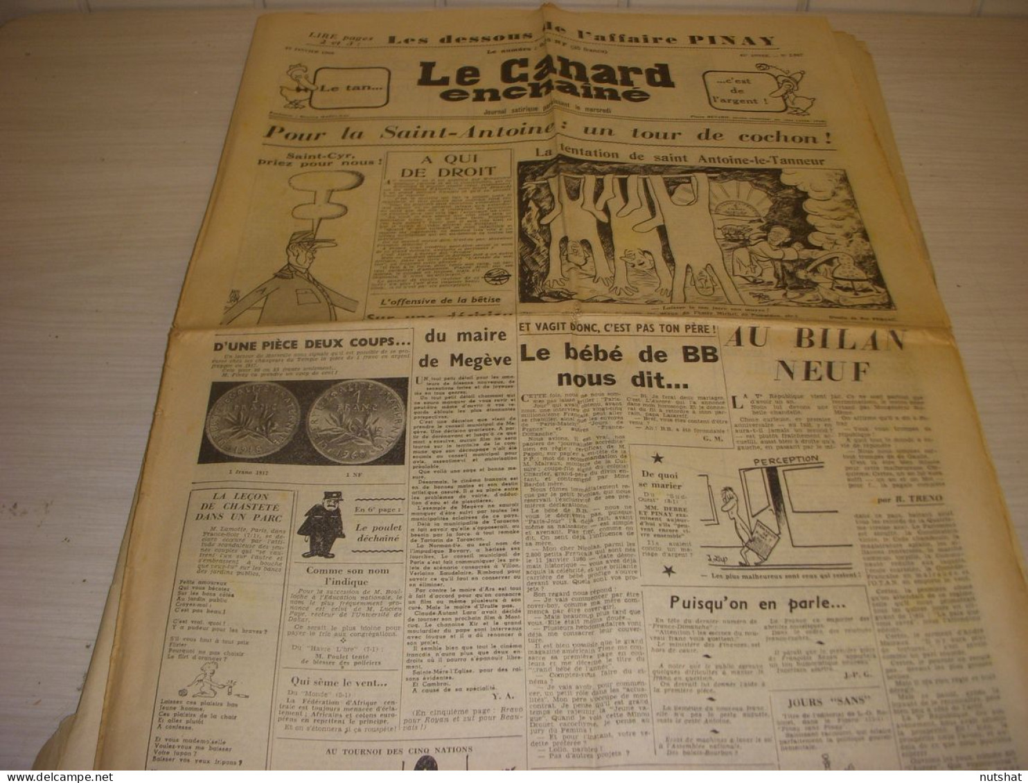 CANARD ENCHAINE 2047 13.01.1960 Maurice PAPON Robert LAMOUREUX HORLOGE RTF - Politique