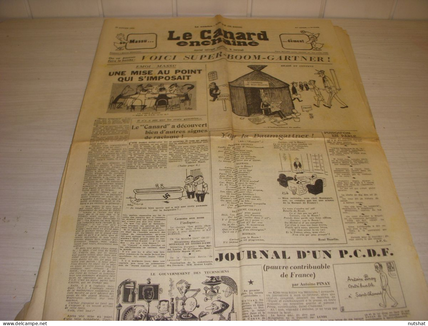 CANARD ENCHAINE 2048 20.01.1960 Jean VILAR Caryl CHESSMANN Alex MADIS BRANLY - Politiek