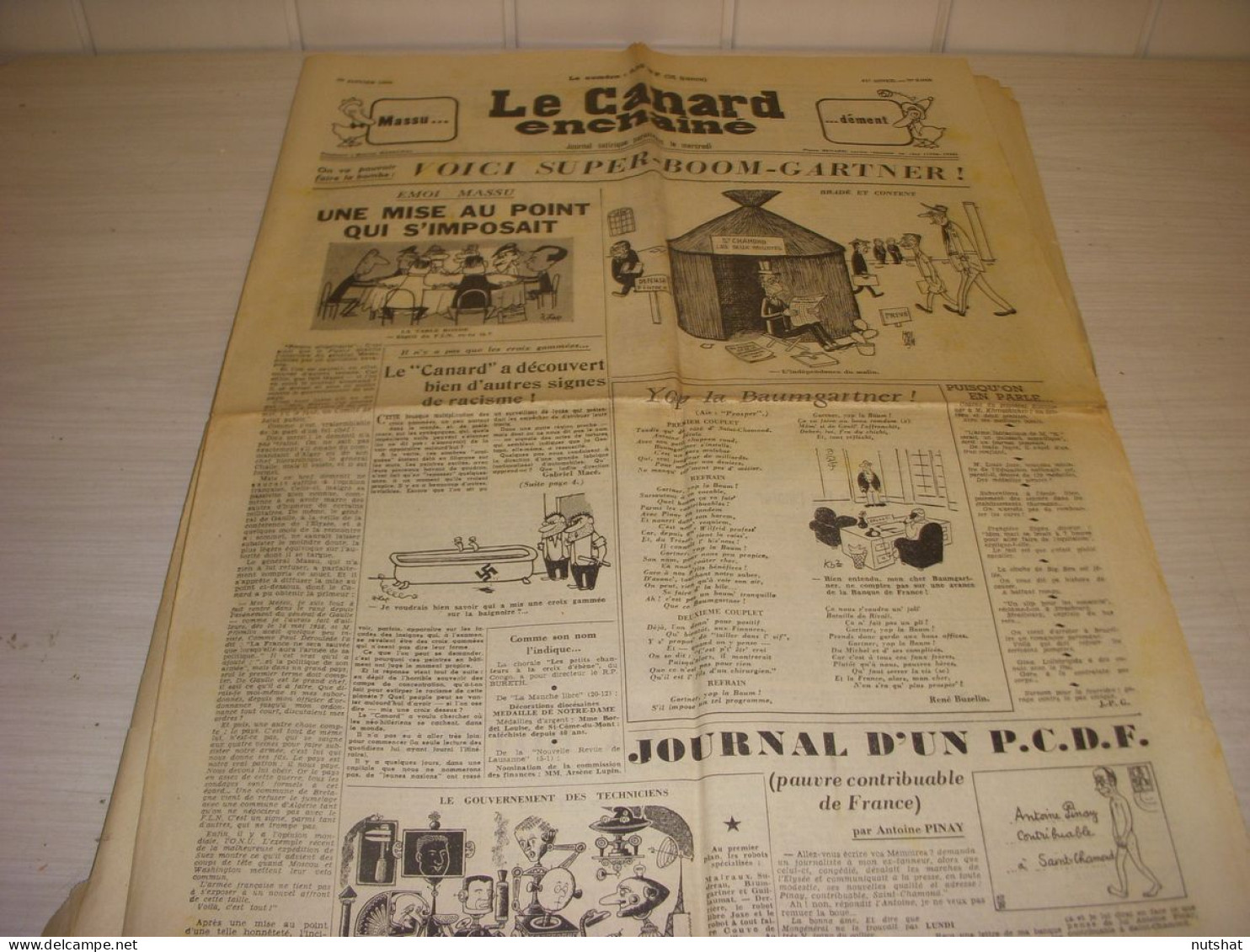 CANARD ENCHAINE 2048 20.01.1960 Jean VILAR Caryl CHESSMANN Alex MADIS BRANLY - Política