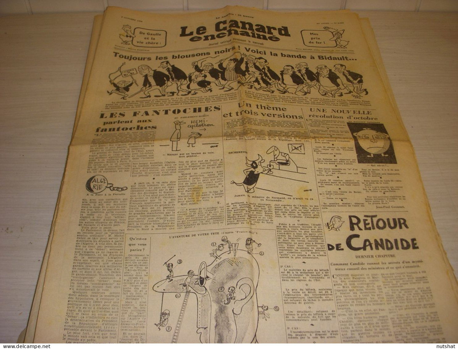 CANARD ENCHAINE 2033 07.10.1959 Jean ANOUILH Francis BLANCHE Le SALON De L'AUTO - Politica