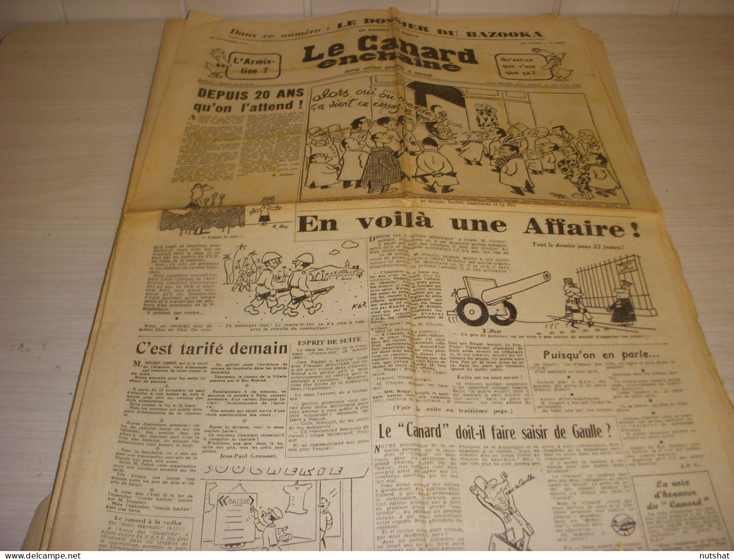 CANARD ENCHAINE 2038 11.11.1959 Gerard LANDRY AFFAIRE Du BAZOOKA MITTERRAND - Politik