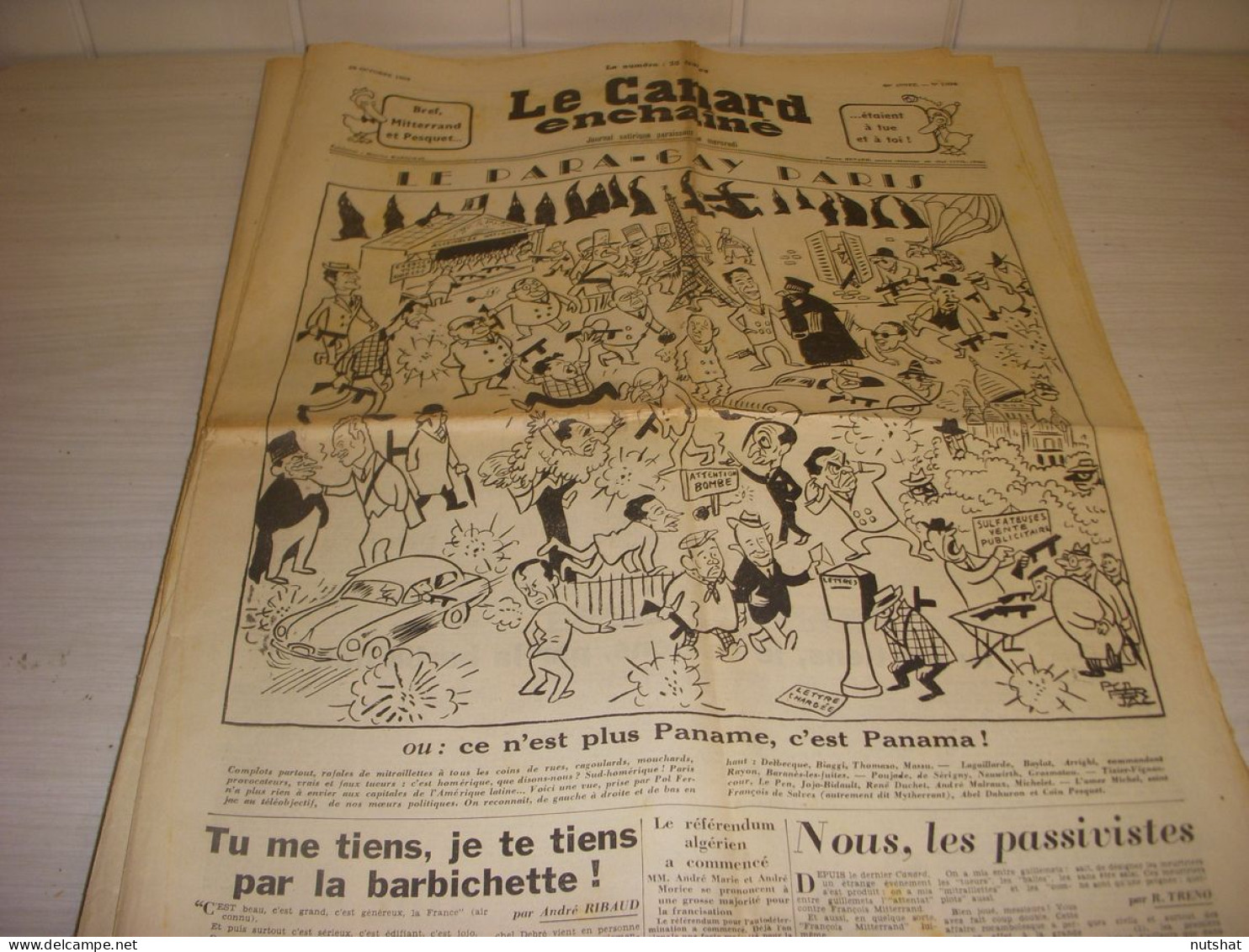 CANARD ENCHAINE 2036 28.10.1959 Paul CLAUDEL TETE D'OR Mac ORLAN Nino FRANK - Politica