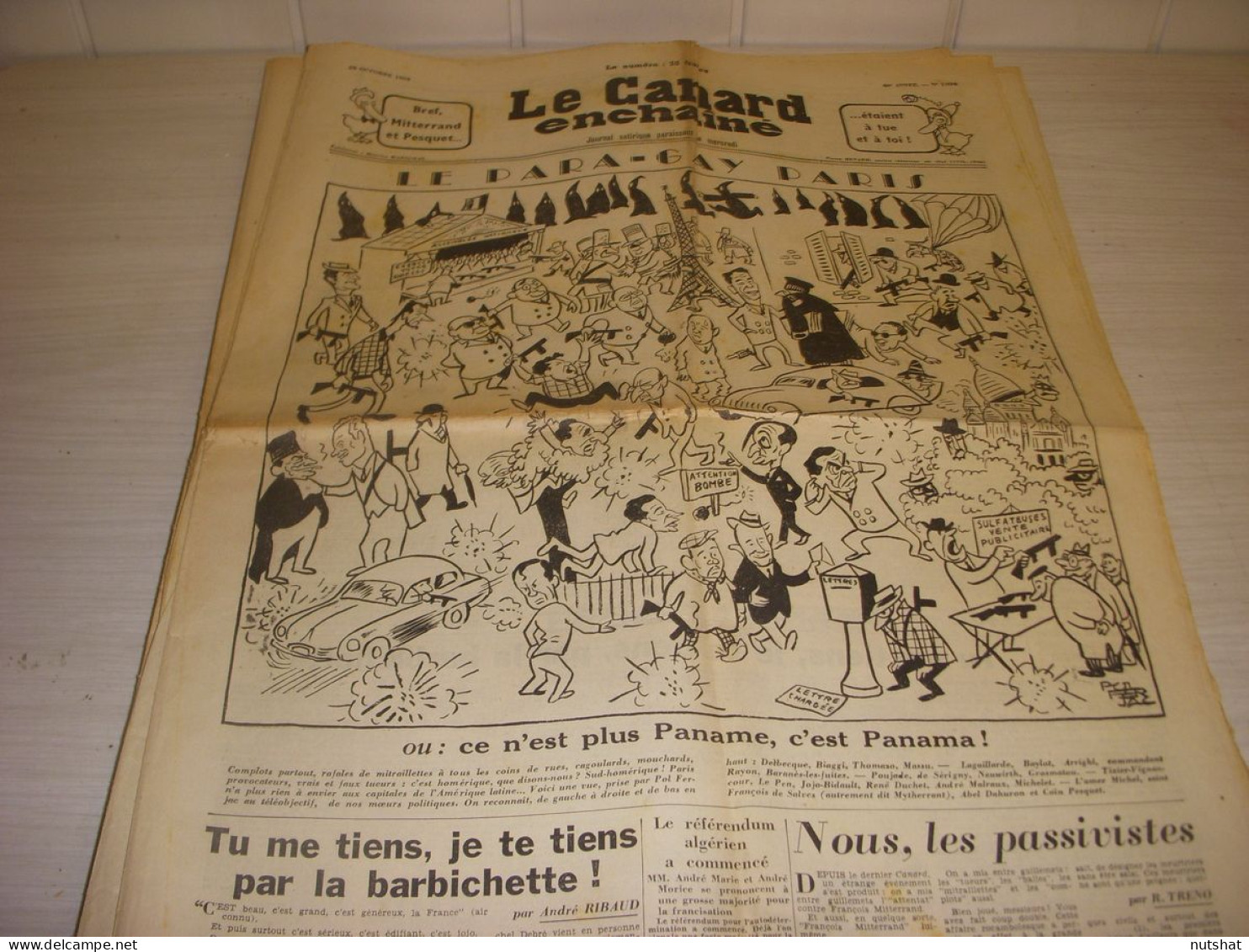 CANARD ENCHAINE 2036 28.10.1959 Paul CLAUDEL TETE D'OR Mac ORLAN Nino FRANK - Política