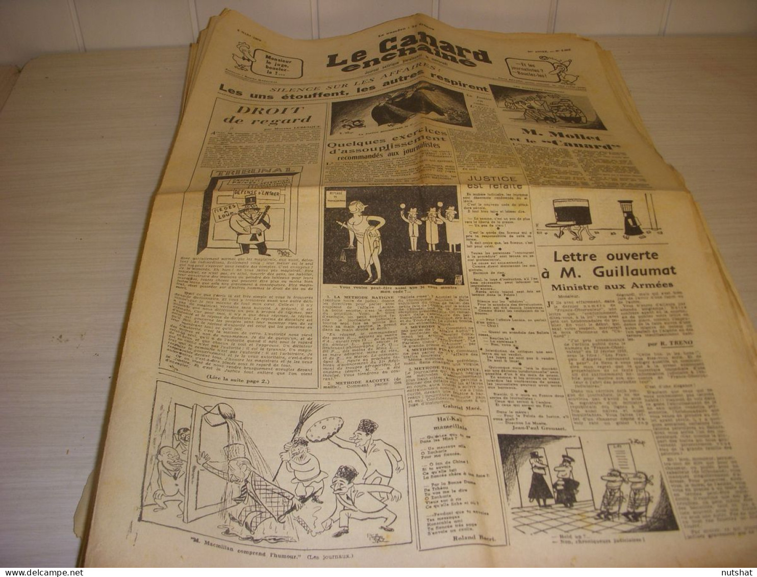 CANARD ENCHAINE 2002 04.03.1959 IONESCO Jacques DOUAI Brigitte BARDOT BB NOHAIN - Política