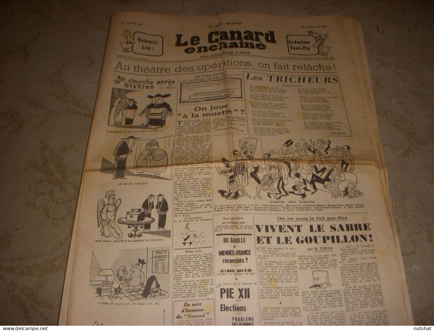 CANARD ENCHAINE 1983 22.10.1958 Les FRERES JACQUES Jean CAU SUCCESSION PIE XII - Politica