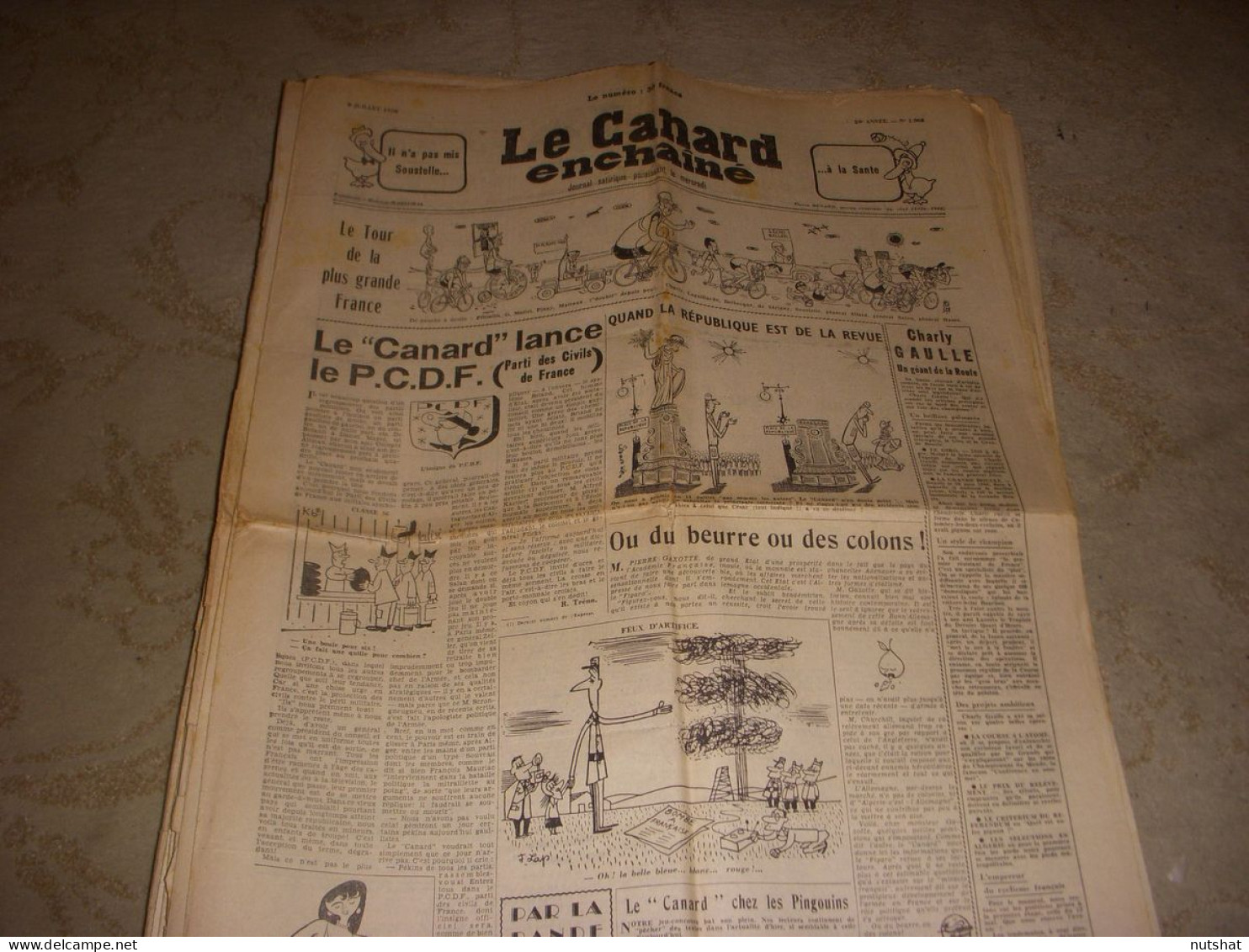 CANARD ENCHAINE 1968 09.07.1958 CYCLISME Le TOUR De FRANCE Andre BRINCOURT - Politics