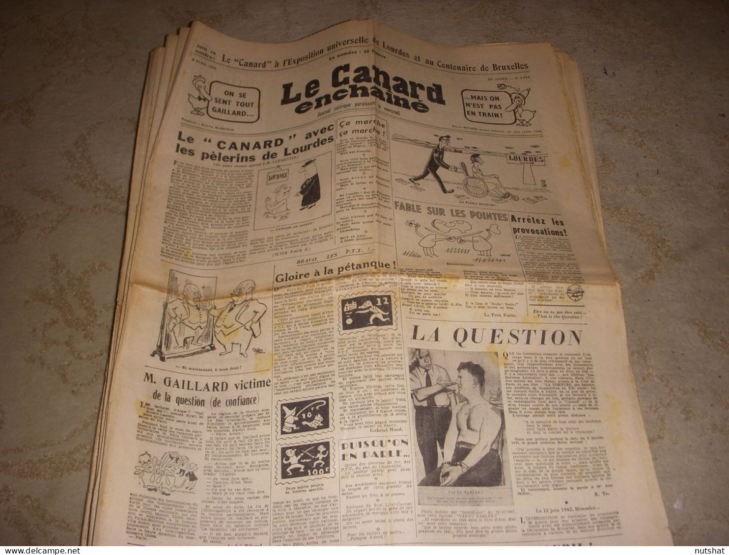 CANARD ENCHAINE 1954 02.04.1958 Henri JEANSON BARBARA BEL AMI De MAUPASSANT - Politica