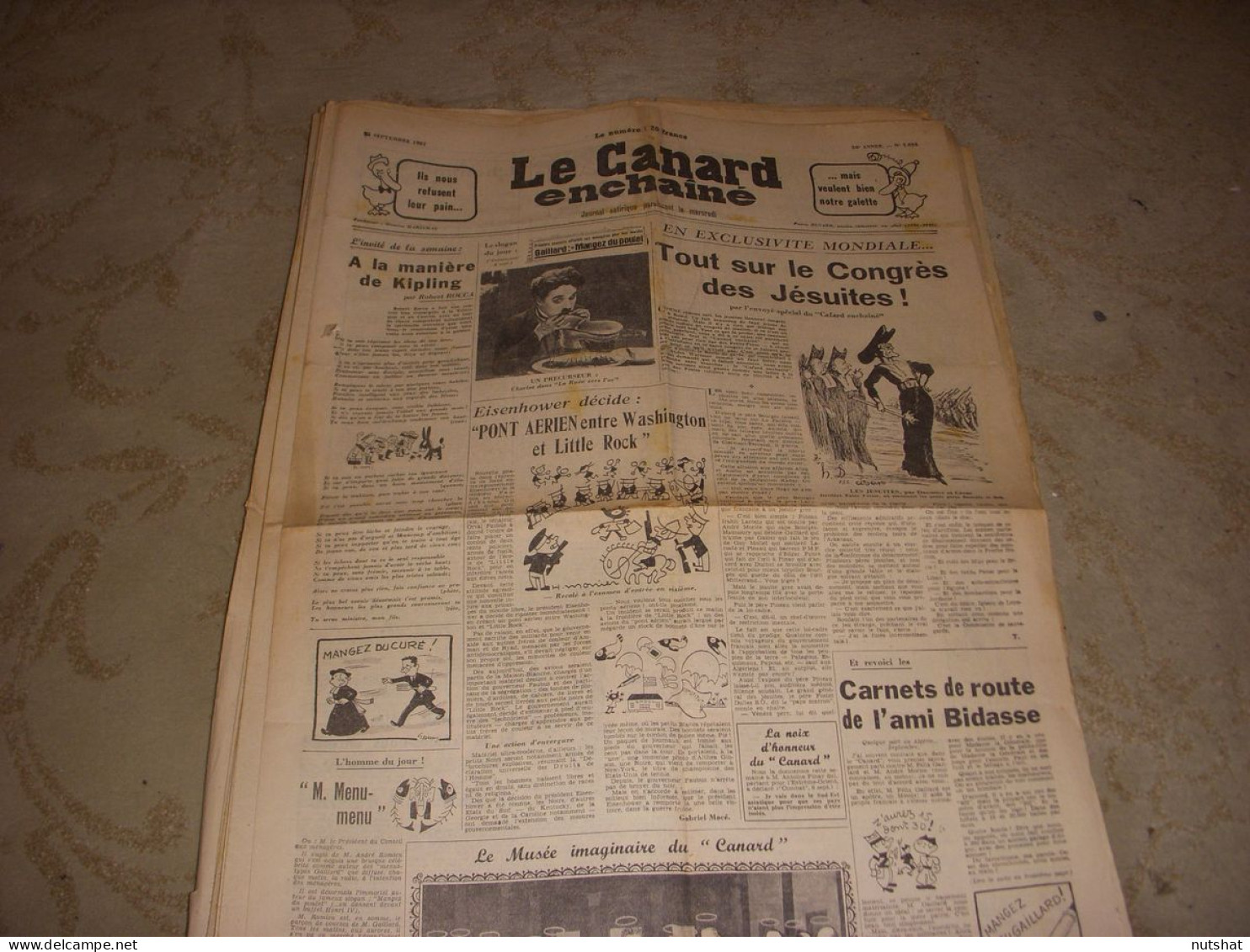 CANARD ENCHAINE 1925 11.09.1957 IONESCO RADIO Le STYLE EUROPE N° 1 Robert ROCCA - Politica