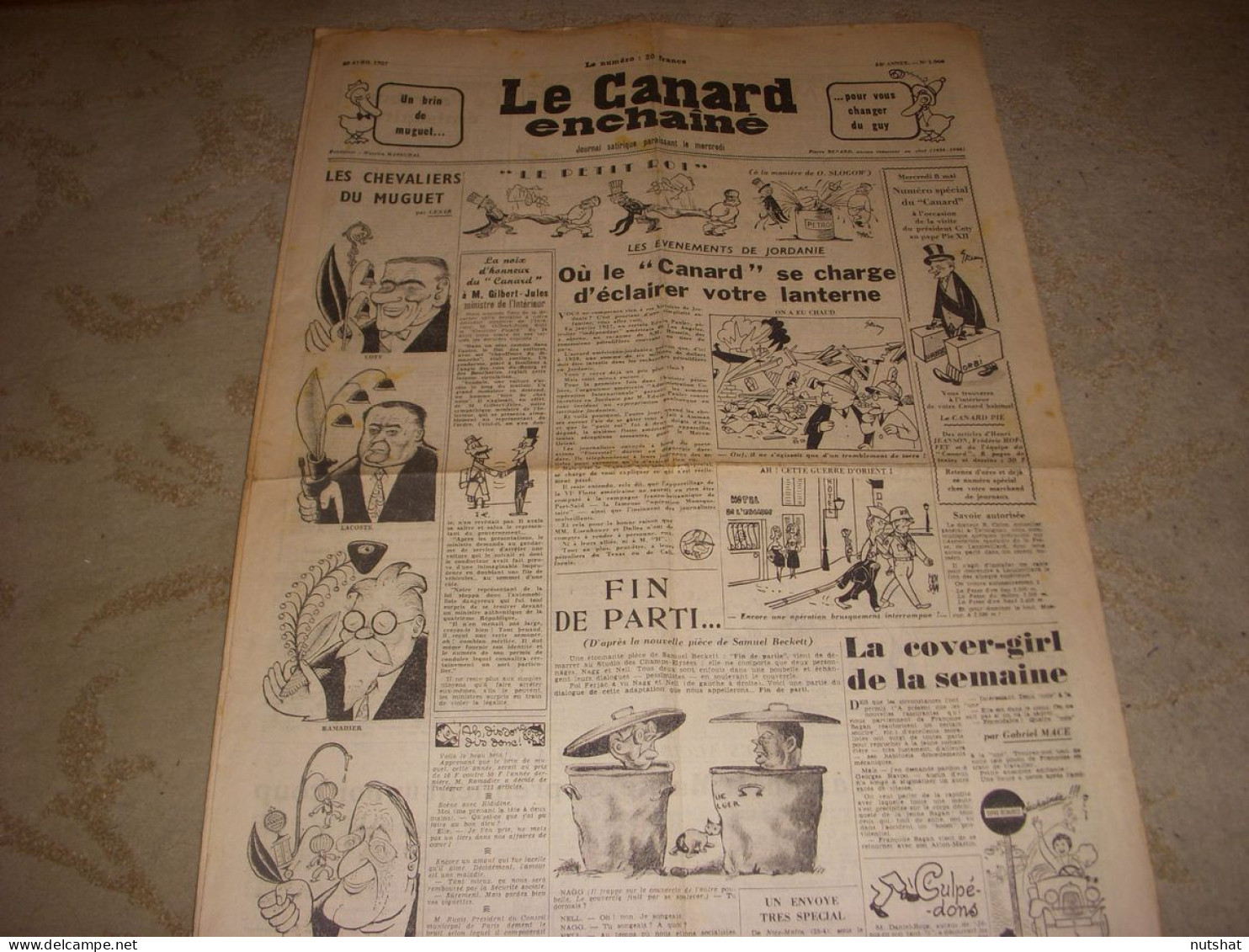 CANARD ENCHAINE 1906 30.04.1957 Etienne LALOU JL RONCORONI La JORDANIE - Politics
