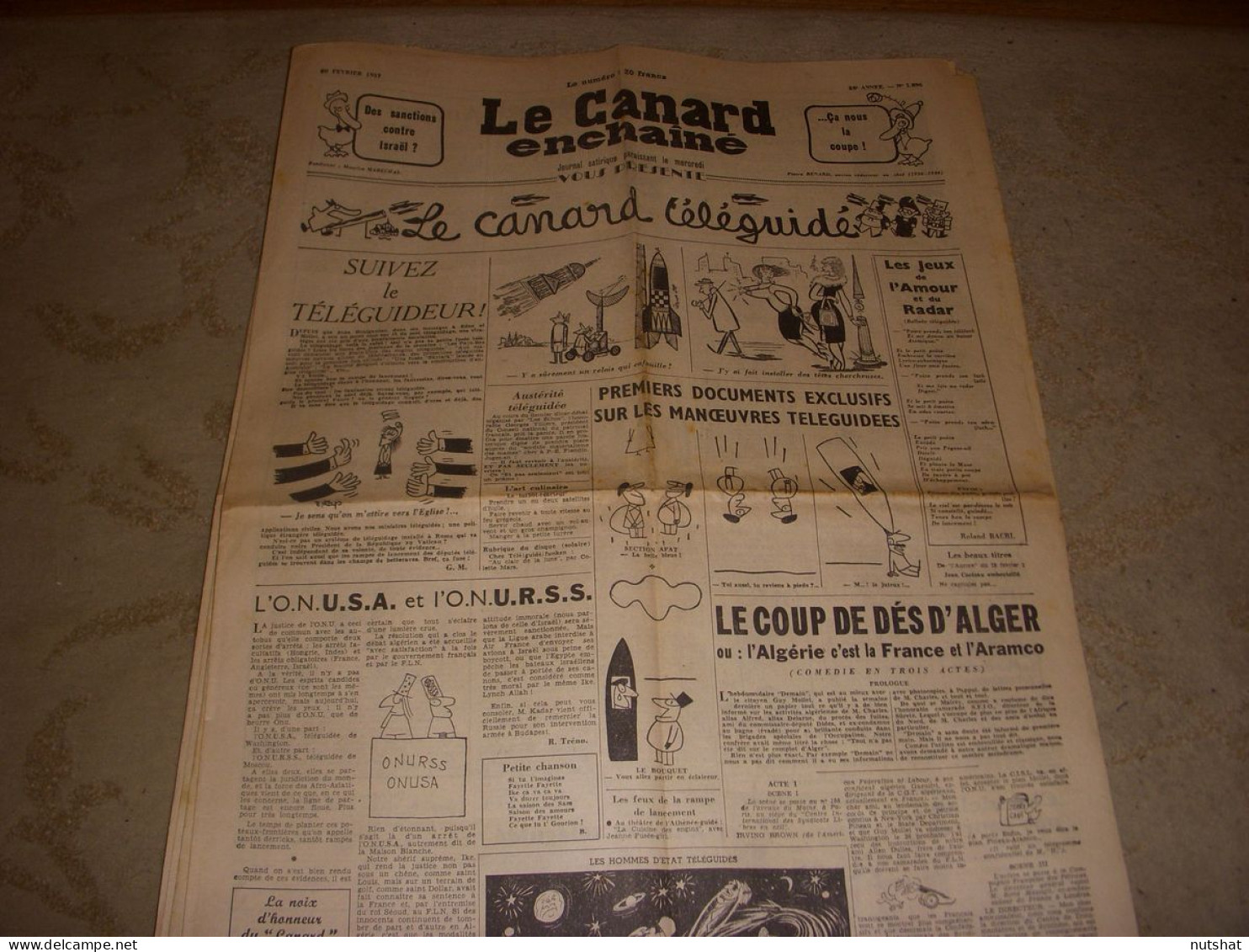 CANARD ENCHAINE 1896 20.02.1957 Zizi JEANMAIRE CENSURE Dans LITTERATURE - Politics