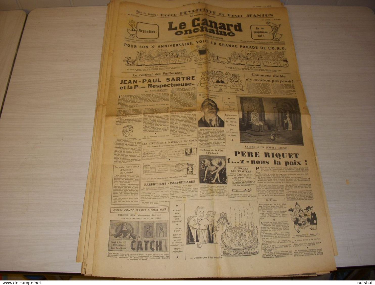 CANARD ENCHAINE 1809 22.06.1955 Henri SALVADOR Rene PLEVEN Alphonse JUIN SARTRE - Politica