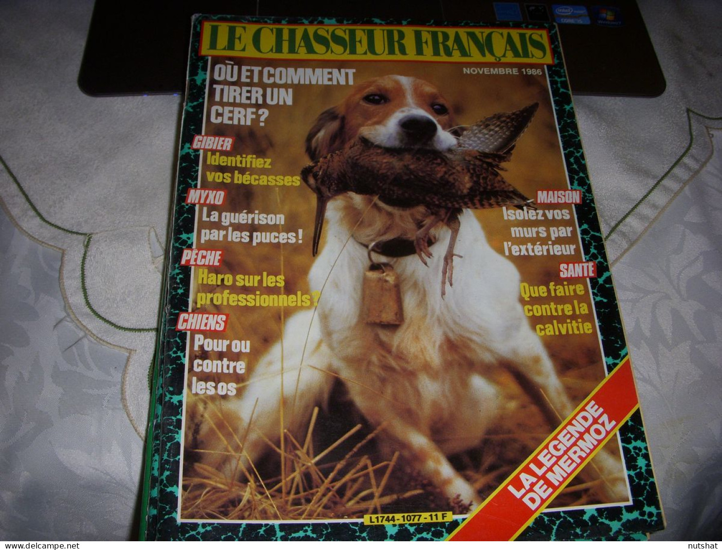 Le CHASSEUR FRANCAIS 1077 11.1986 AVION Jean MERMOZ AUTO AUDI 80 VIN Le CHABLIS - Fischen + Jagen