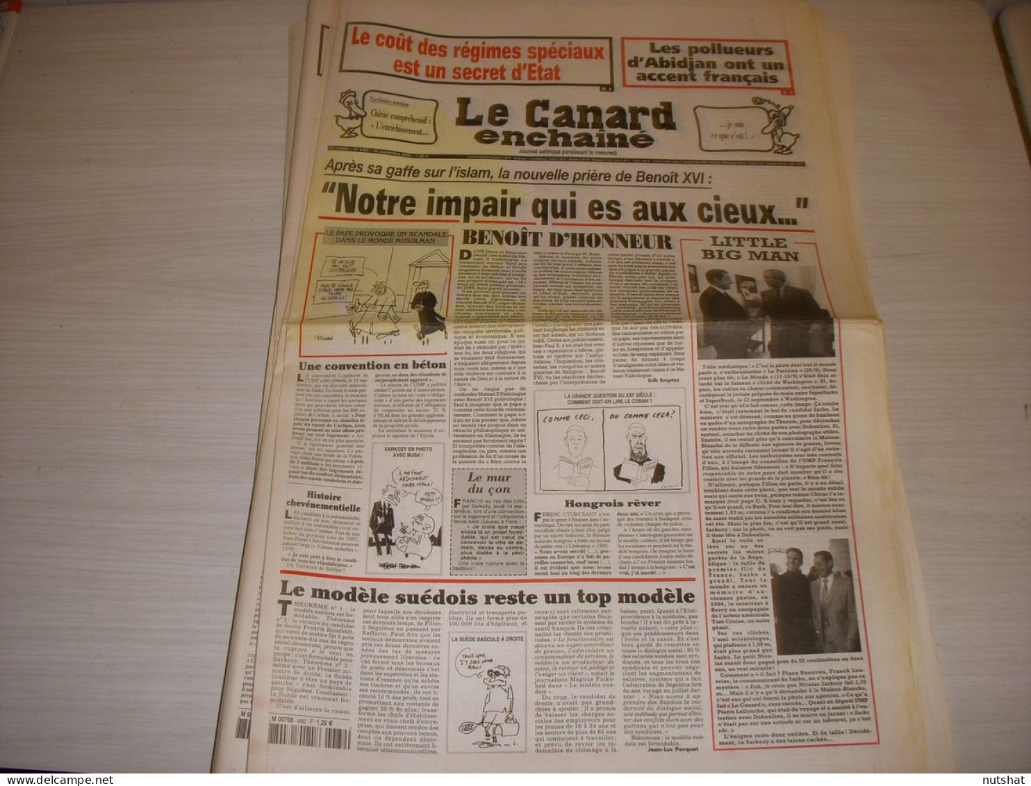 CANARD ENCHAINE 4482 20.09.2006 BENOIT XVI ABIDJAN Marie STUART Marilyn MONROE - Política