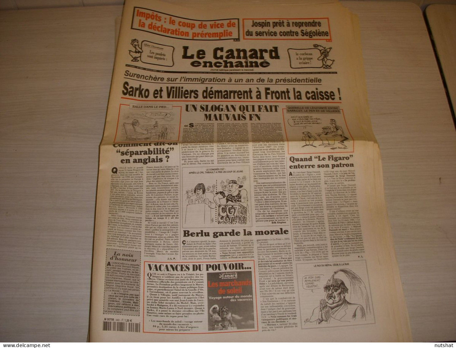 CANARD ENCHAINE 4461 26.04.2006 SARKOZY Pierre SANTINI En Auguste RODIN KLIMT - Politique