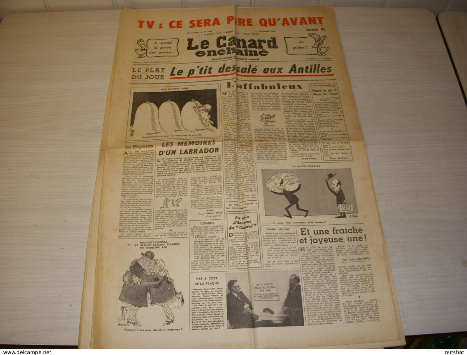 CANARD ENCHAINE 2824 11.12.1974 Roger VADIM Philippe MADELIN Patrick FONT - Politik