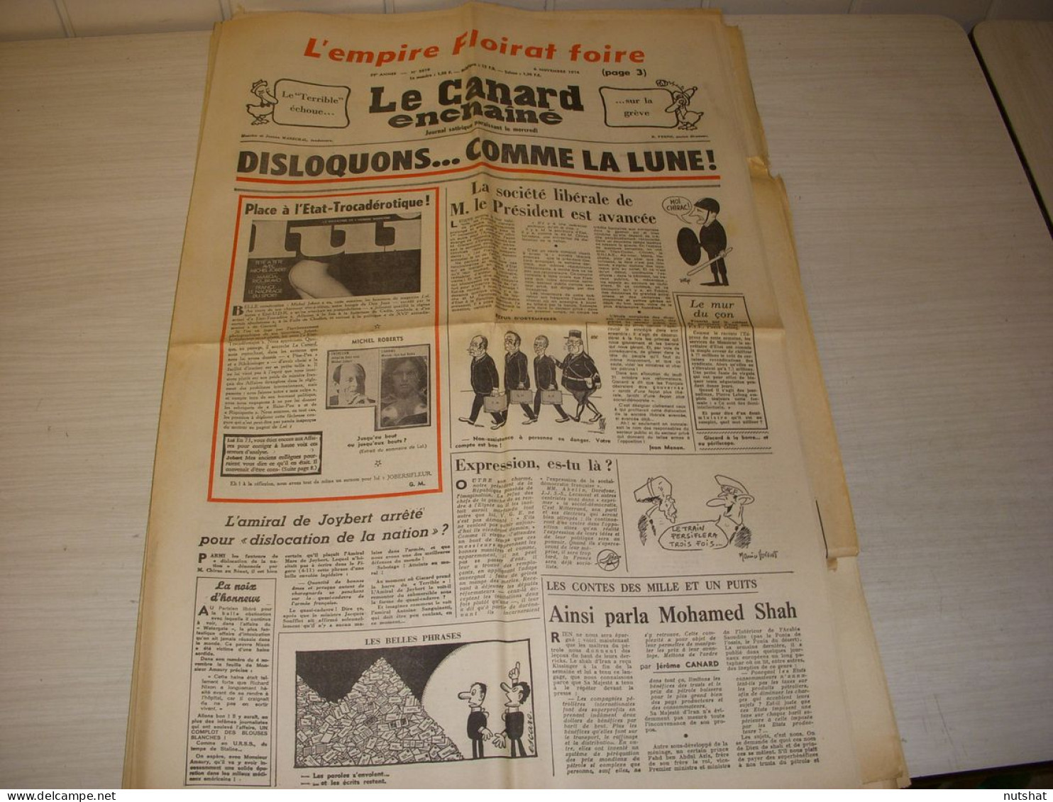 CANARD ENCHAINE 2819 06.11.1974 Tristan BERNARD Romain BOUTEILLE CAFE De La GARE - Politik