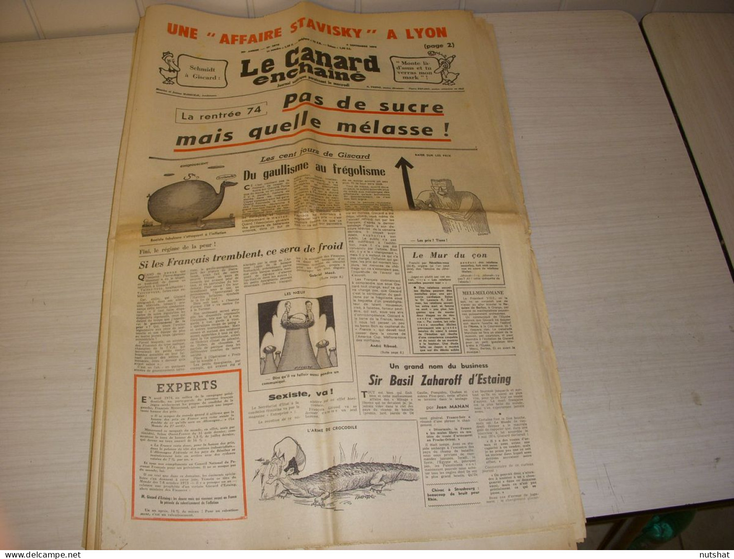 CANARD ENCHAINE 2810 04.09.1974 Jean D'ORMESSON MOULOUDJI L'ALCAZAR AUDIBERTI - Politique