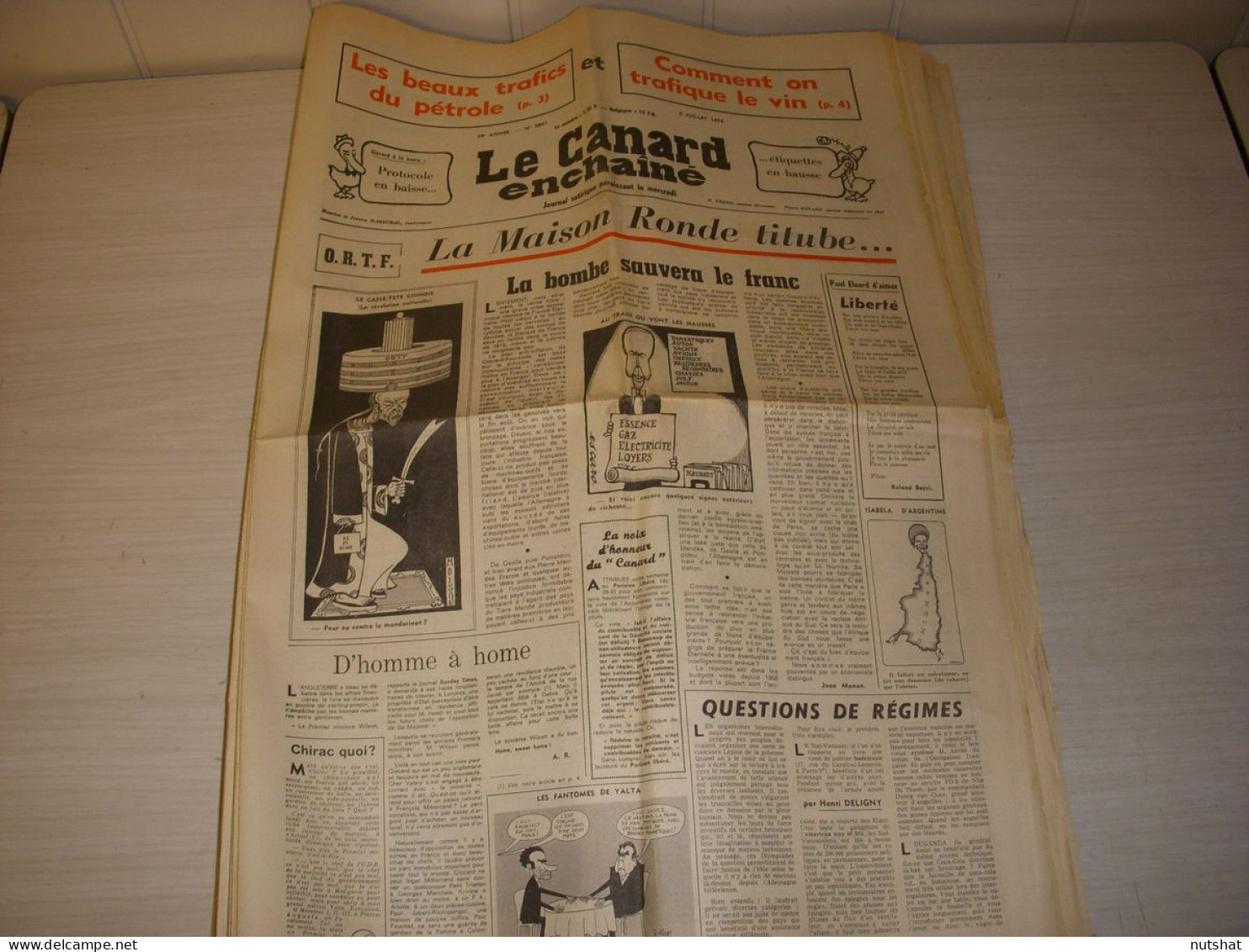 CANARD ENCHAINE 2801 03.07.1974 CINEMA SOLEIL VERT Victor HAIM Genevieve DORMANN - Politica