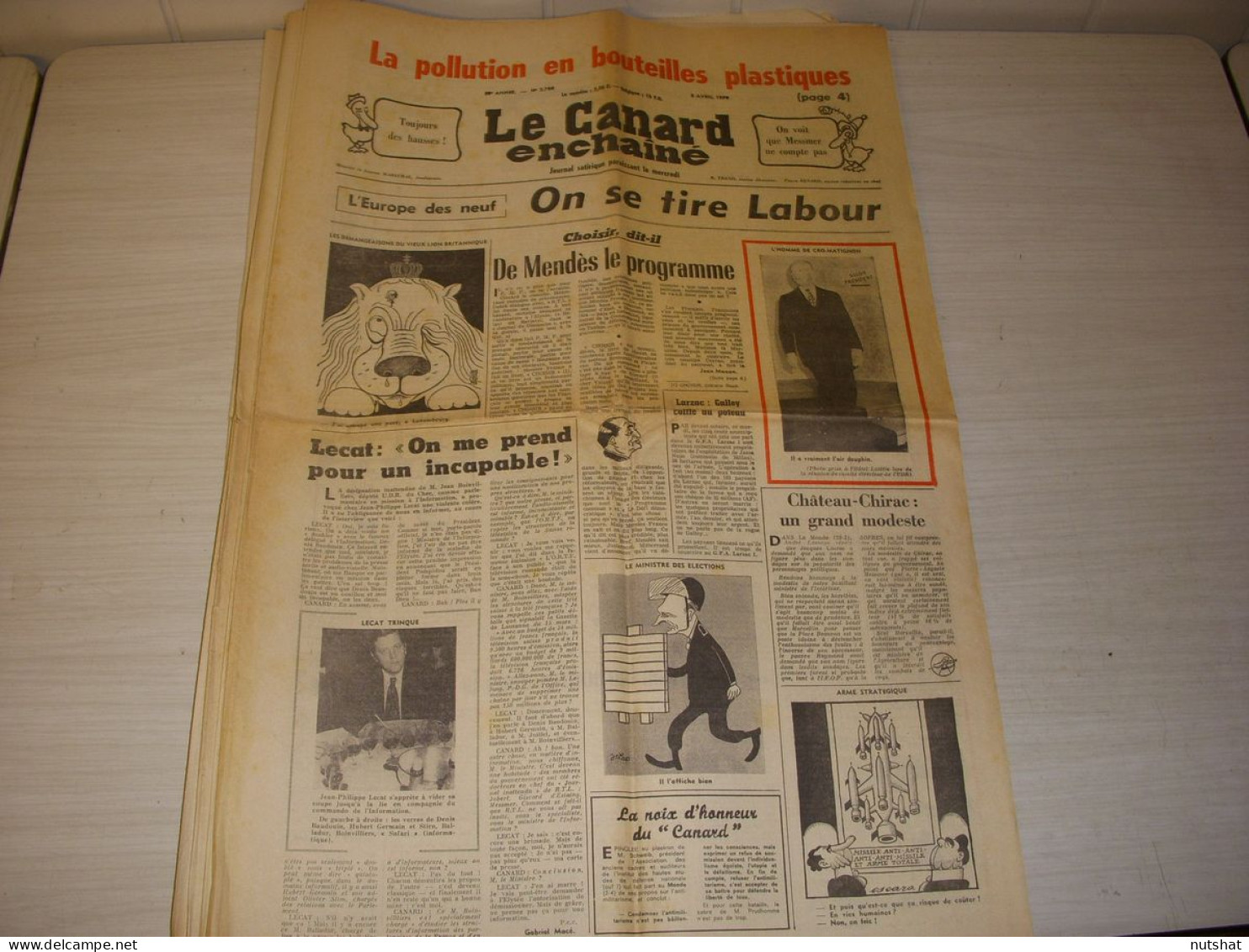 CANARD ENCHAINE 2788 03.04.1974 ECOLOGIE La POLLUTION Des BOUTEILLES PLASTIQUES - Política