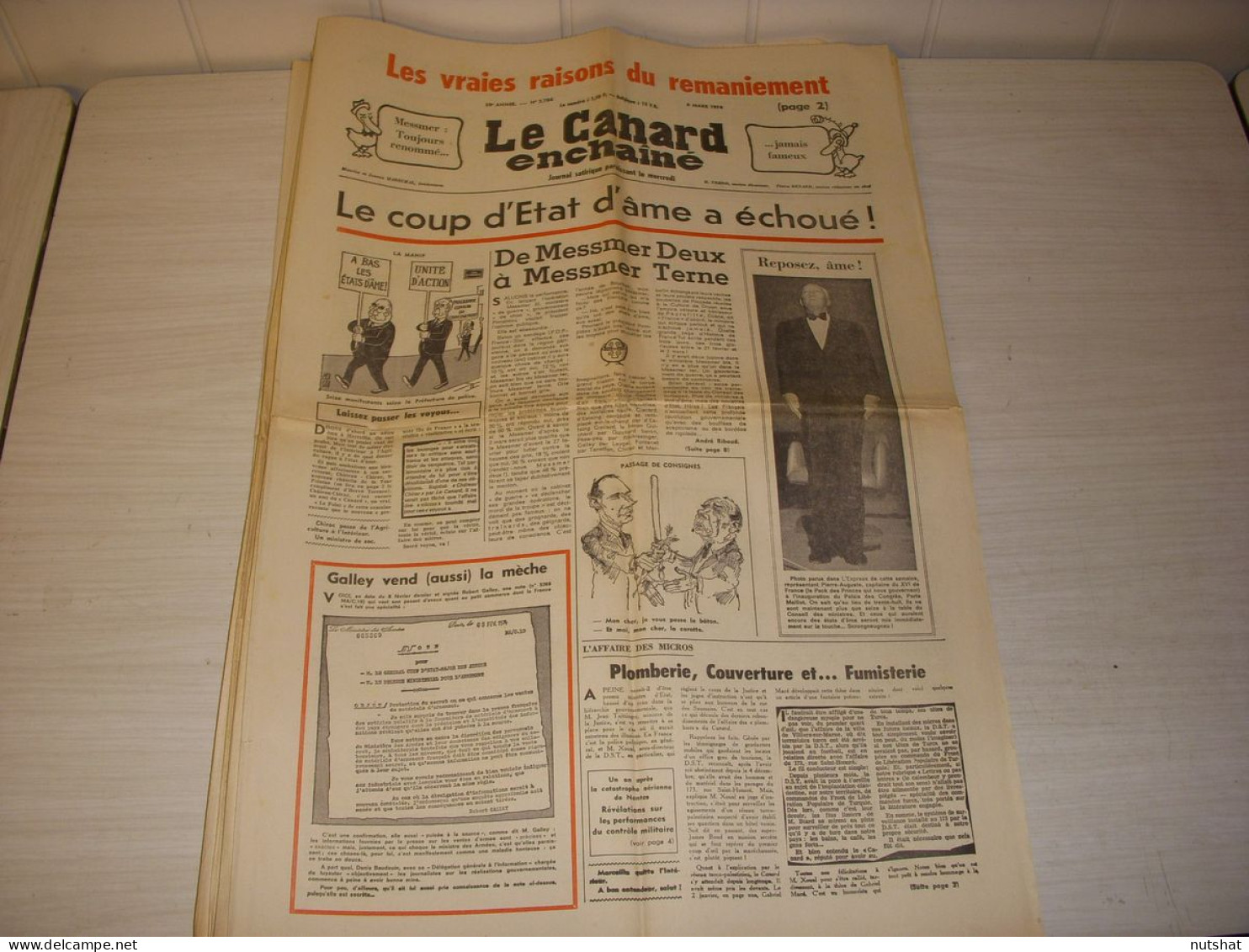 CANARD ENCHAINE 2784 06.03.1974 Le LARZAC Jean YANNE Jean-Michel RIBES L'ODYSSEE - Politique