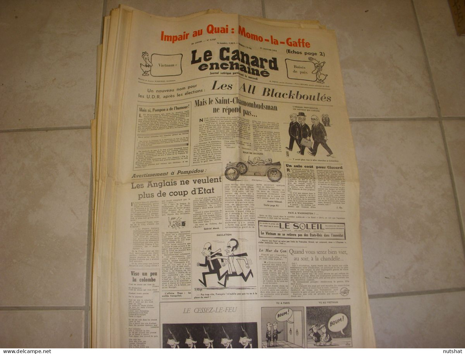 CANARD ENCHAINE 2727 31.01.1973 Robert ABIRACHED Marco BELLOCCHIO Cl. MANCERON - Política