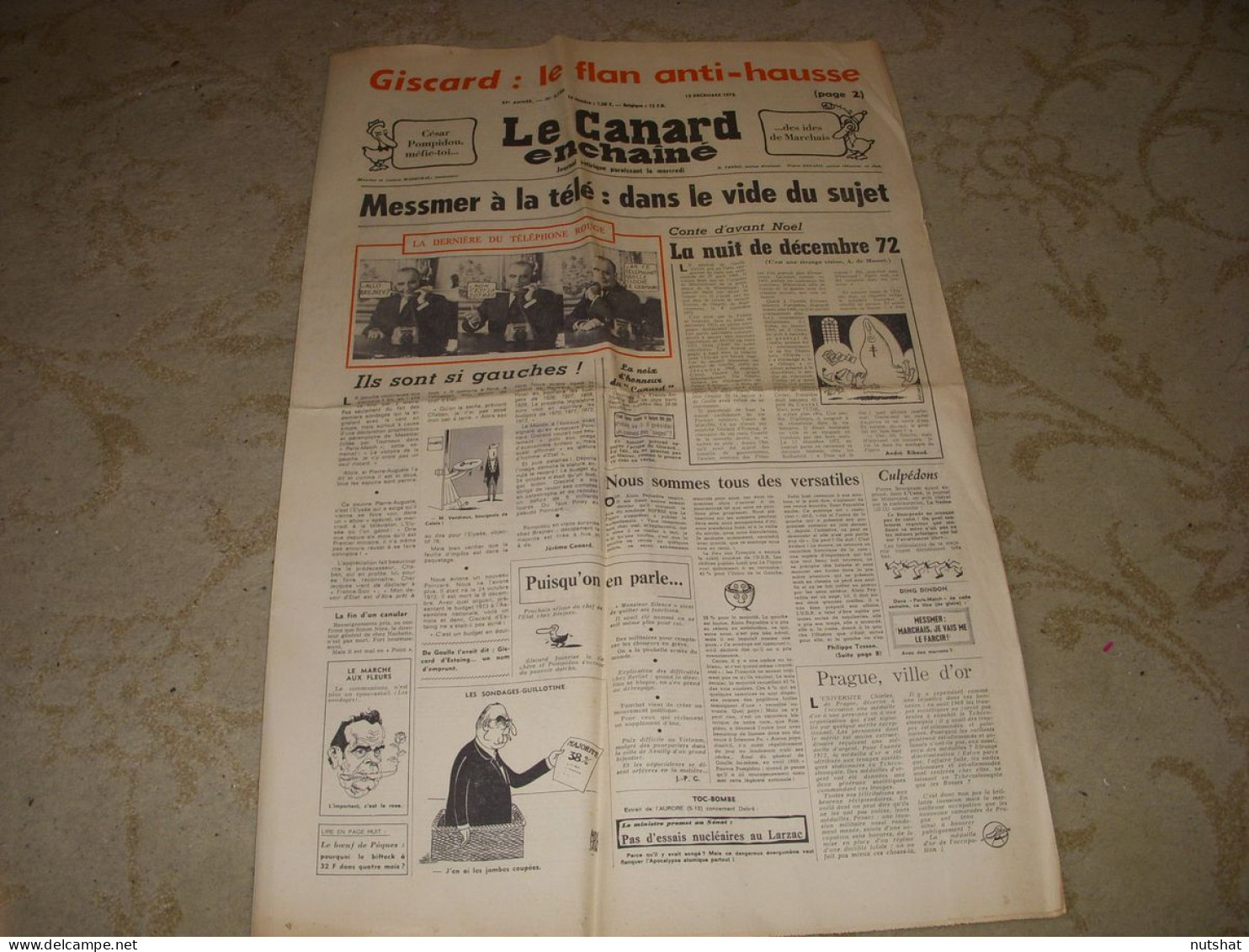 CANARD ENCHAINE 2720 13.12.1972 Jose GIOVANNI JP BELMONDO RUZZANTE Leo FERRE - Politiek